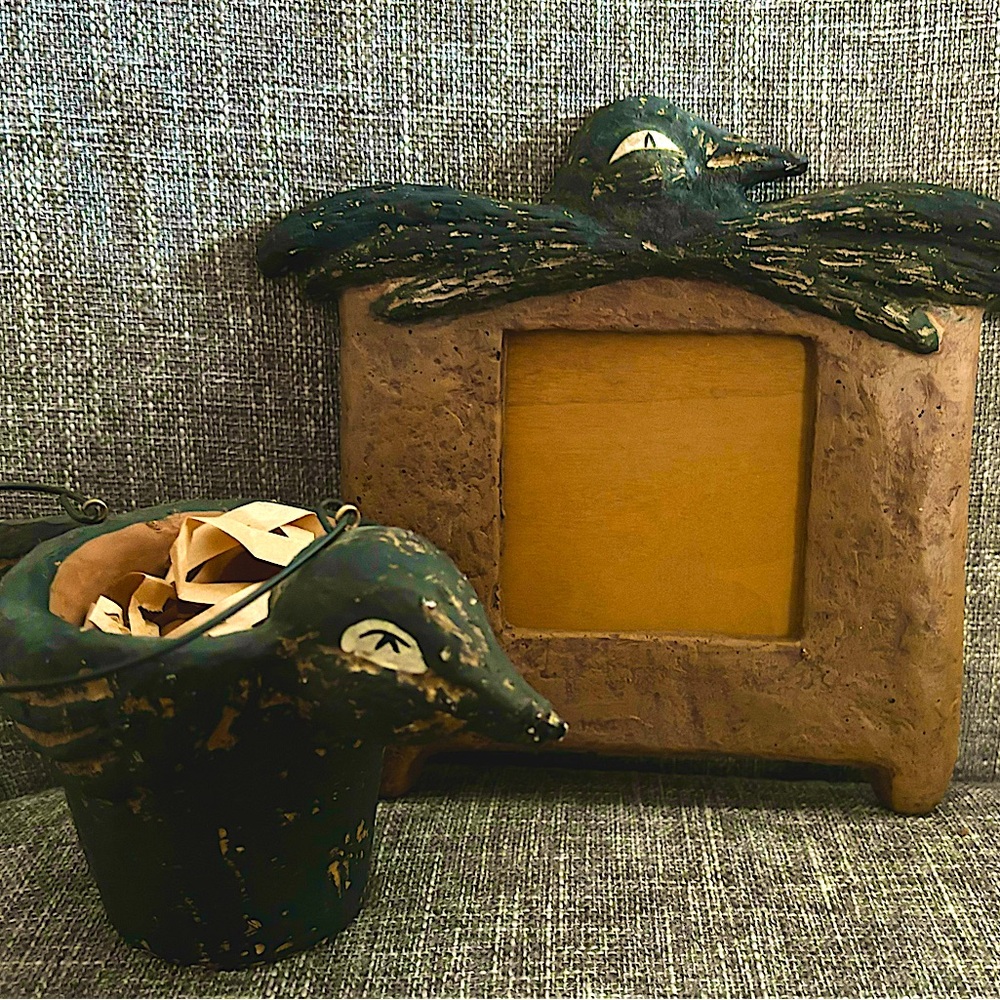 Johanna Parker Primitives by Kathy VHTF Crow Bucket and Frame Halloween